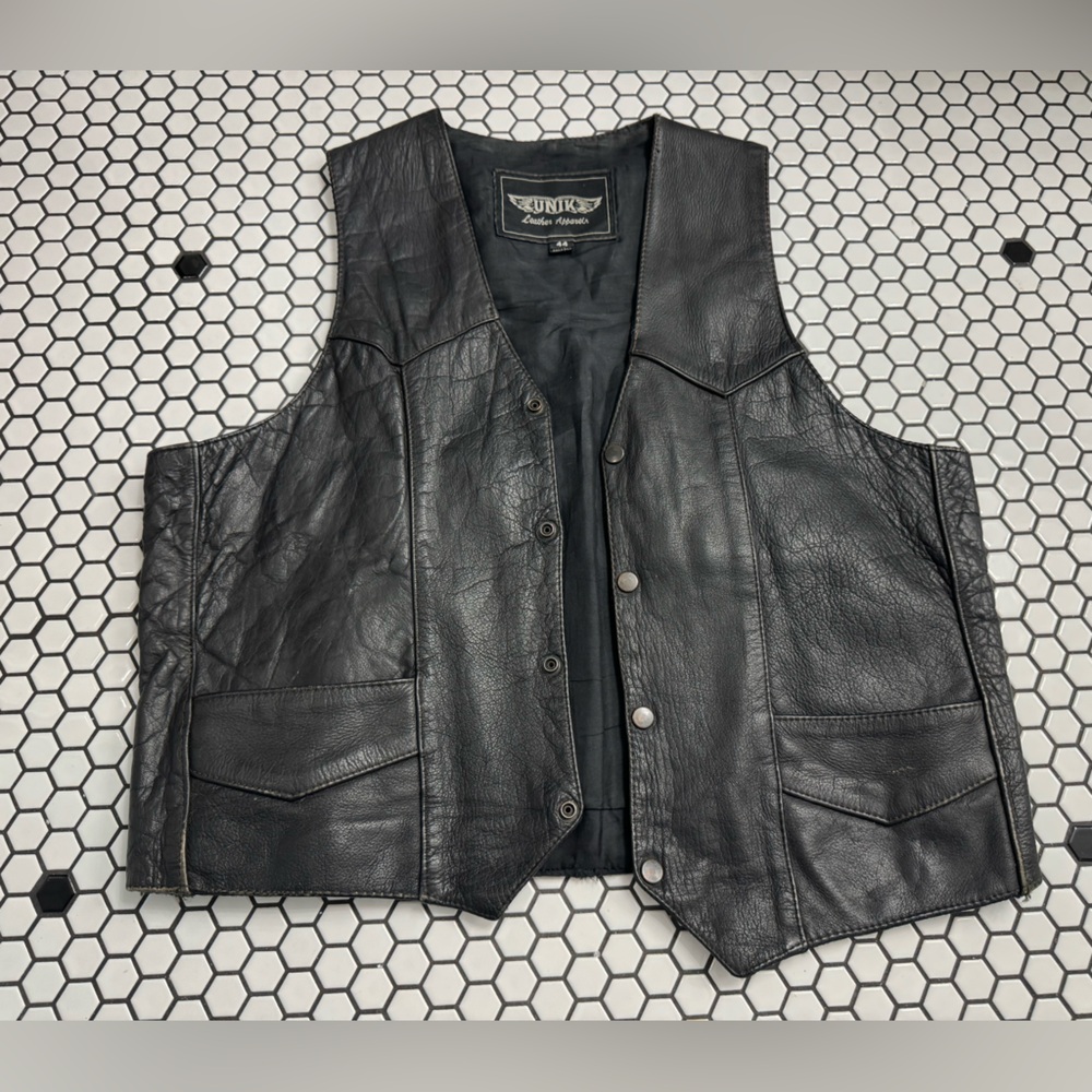 Unik Black Leather Vest size 44